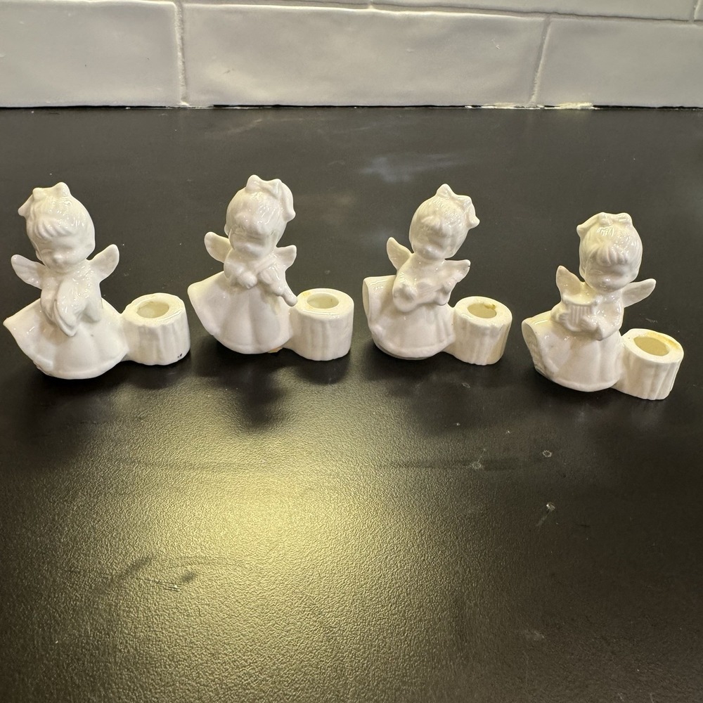 Vintage Colonial Candle‎ Christmas angels Bone china Music Instruments Set Of 4